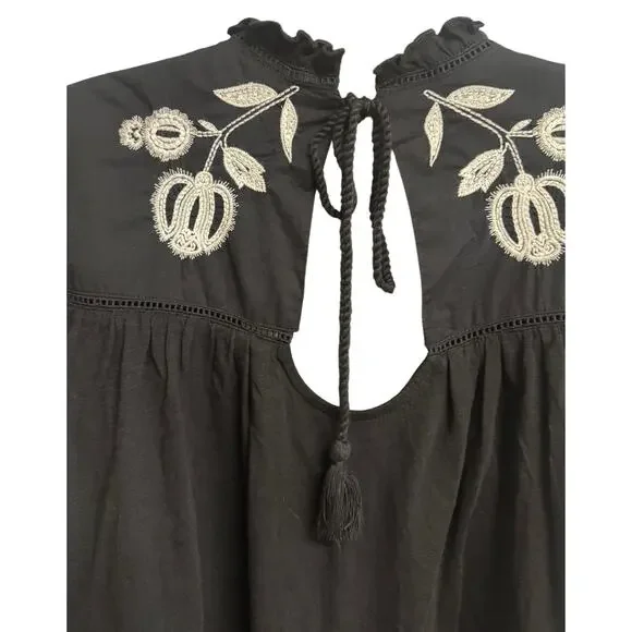 Knox Rose Target Size Medium Top Blouse Black White Cap Sleeve Ruffle Women New - Picture 6 of 9